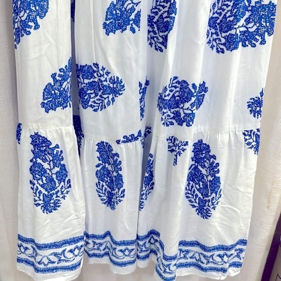 NWT Women’s Dress Day Saint Barth Blue & White Off The Shoulder Maxi Dress Sz L - Picture 13 of 16